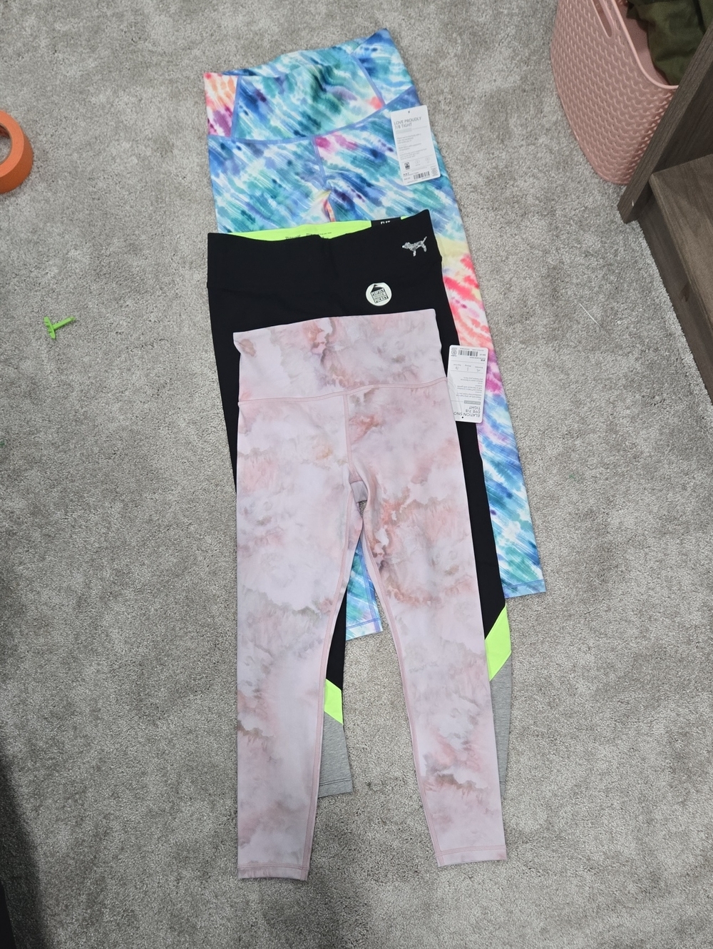 Pink/Athleta Xs And Small Leggings 3 Pack NWT